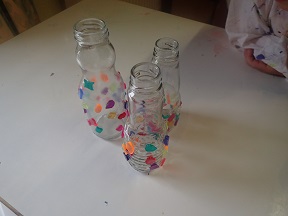 die fertigen Flaschen/Vasen